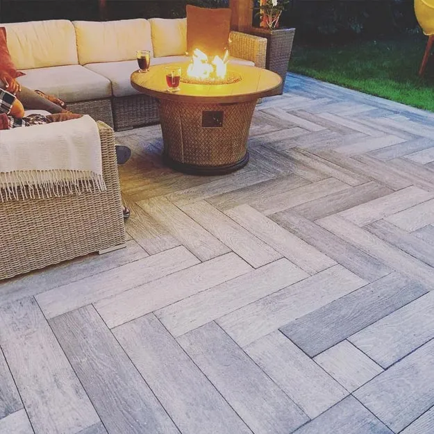 Interlocking backyard patio