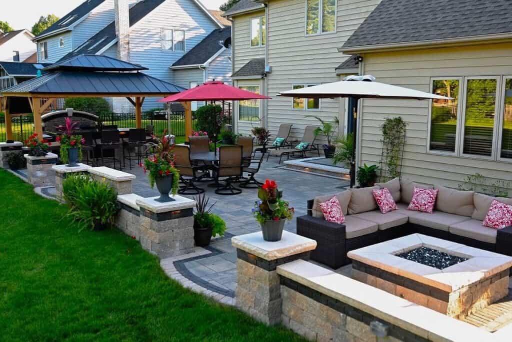 Backyard Interlocking Patio Installation